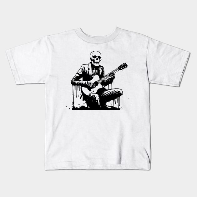 skeleton plays the guitar Kids T-Shirt by lkn